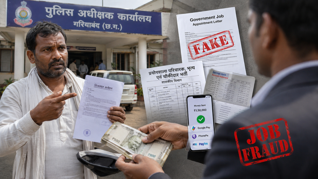 गरियाबंद में सरकारी नौकरी का झांसा देकर 1.50 लाख रुपये की ठगी, एसपी ऑफिस पहुंचा पीड़ित