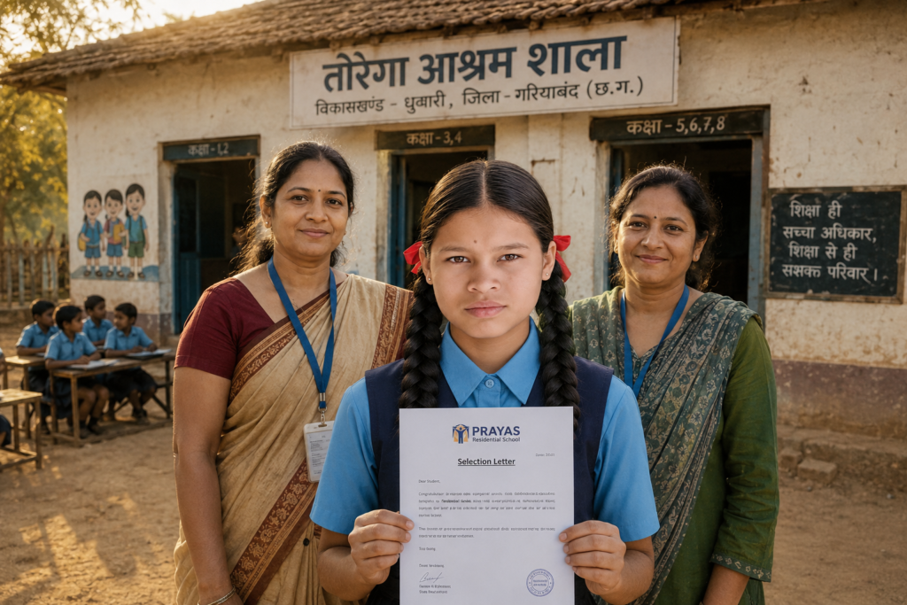 तौरेंगा आश्रम शाला की करिश्मा का प्रयास आवासीय विद्यालय में चयन, सीमित संसाधनों के बीच रचा सफलता का इतिहास